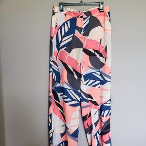 LADIES TROPICAL PRINT WIDE LEG PANTS